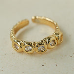 Textured Wrinkle Cubic Zirconia Open Ring - floysun