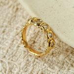 Textured Wrinkle Cubic Zirconia Open Ring - floysun