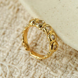 Textured Wrinkle Cubic Zirconia Open Ring - floysun