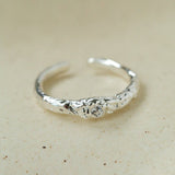 Textured Wrinkle Cubic Zirconia Open Ring - floysun