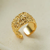Textured Wrinkle Cubic Zirconia Open Ring - floysun