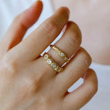 Textured Wrinkle Cubic Zirconia Open Ring - floysun