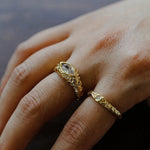 Textured Wrinkle Cubic Zirconia Open Ring - floysun
