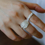 Textured Wrinkle Cubic Zirconia Open Ring - floysun
