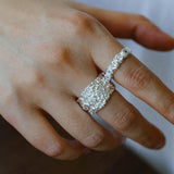 Textured Wrinkle Cubic Zirconia Open Ring - floysun