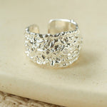 Textured Wrinkle Cubic Zirconia Open Ring - floysun