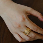 Textured Wrinkle Cubic Zirconia Open Ring - floysun