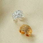 Textured Wrinkle Cubic Zirconia Open Ring - floysun