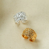 Textured Wrinkle Cubic Zirconia Open Ring - floysun