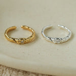 Textured Wrinkle Cubic Zirconia Open Ring - floysun