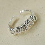 Textured Wrinkle Cubic Zirconia Open Ring - floysun