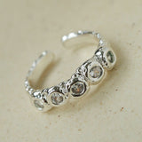 Textured Wrinkle Cubic Zirconia Open Ring - floysun