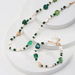 The Multielement Bracelet Featuring Malachite Pearls and Green Onyx - floysun