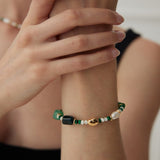 The Multielement Bracelet Featuring Malachite Pearls and Green Onyx - floysun