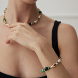 The Multielement Bracelet Featuring Malachite Pearls and Green Onyx - floysun