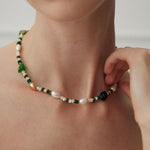 The Multielement Necklace Featuring Malachite Pearls and Green Onyx - floysun