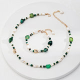 The Multielement Necklace Featuring Malachite Pearls and Green Onyx - floysun