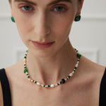 The Multielement Necklace Featuring Malachite Pearls and Green Onyx - floysun