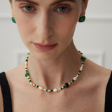 The Multielement Necklace Featuring Malachite Pearls and Green Onyx - floysun