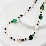 The Multielement Necklace Featuring Malachite Pearls and Green Onyx - floysun