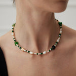 The Multielement Necklace Featuring Malachite Pearls and Green Onyx - floysun