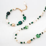 The Multielement Necklace Featuring Malachite Pearls and Green Onyx - floysun