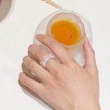 Three Flower CZ Open Ring | 925 Sterling Silver Adjustable Ring - floysun