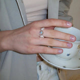 Three Flower CZ Open Ring | 925 Sterling Silver Adjustable Ring - floysun