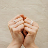 Three Flower CZ Open Ring | 925 Sterling Silver Adjustable Ring - floysun