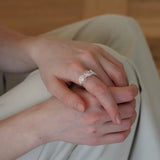 Three Flower CZ Open Ring | 925 Sterling Silver Adjustable Ring - floysun