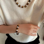 Tiger Eye & Freshwater Pearl Bracelet - floysun
