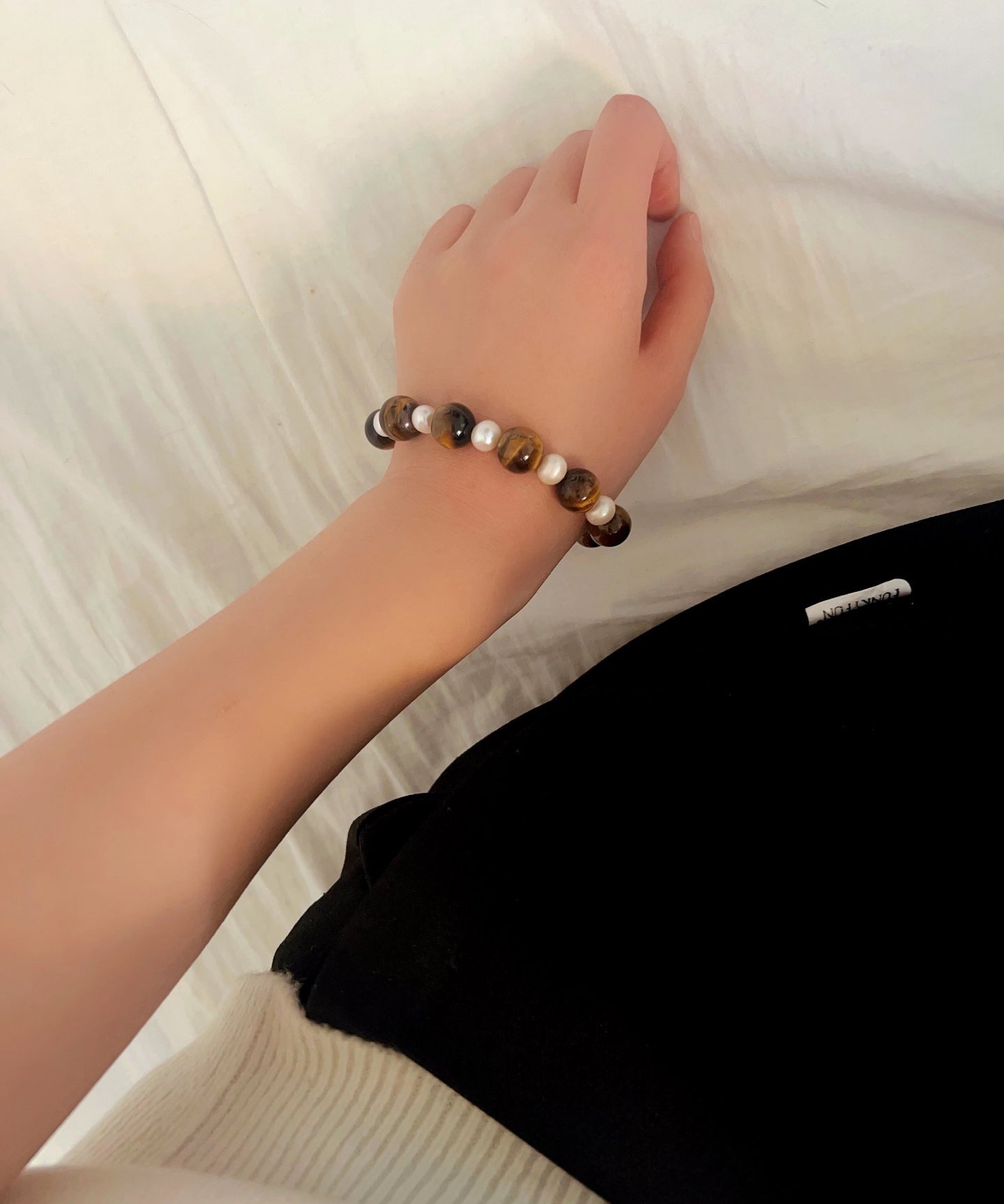 Tiger Eye & Freshwater Pearl Bracelet - floysun