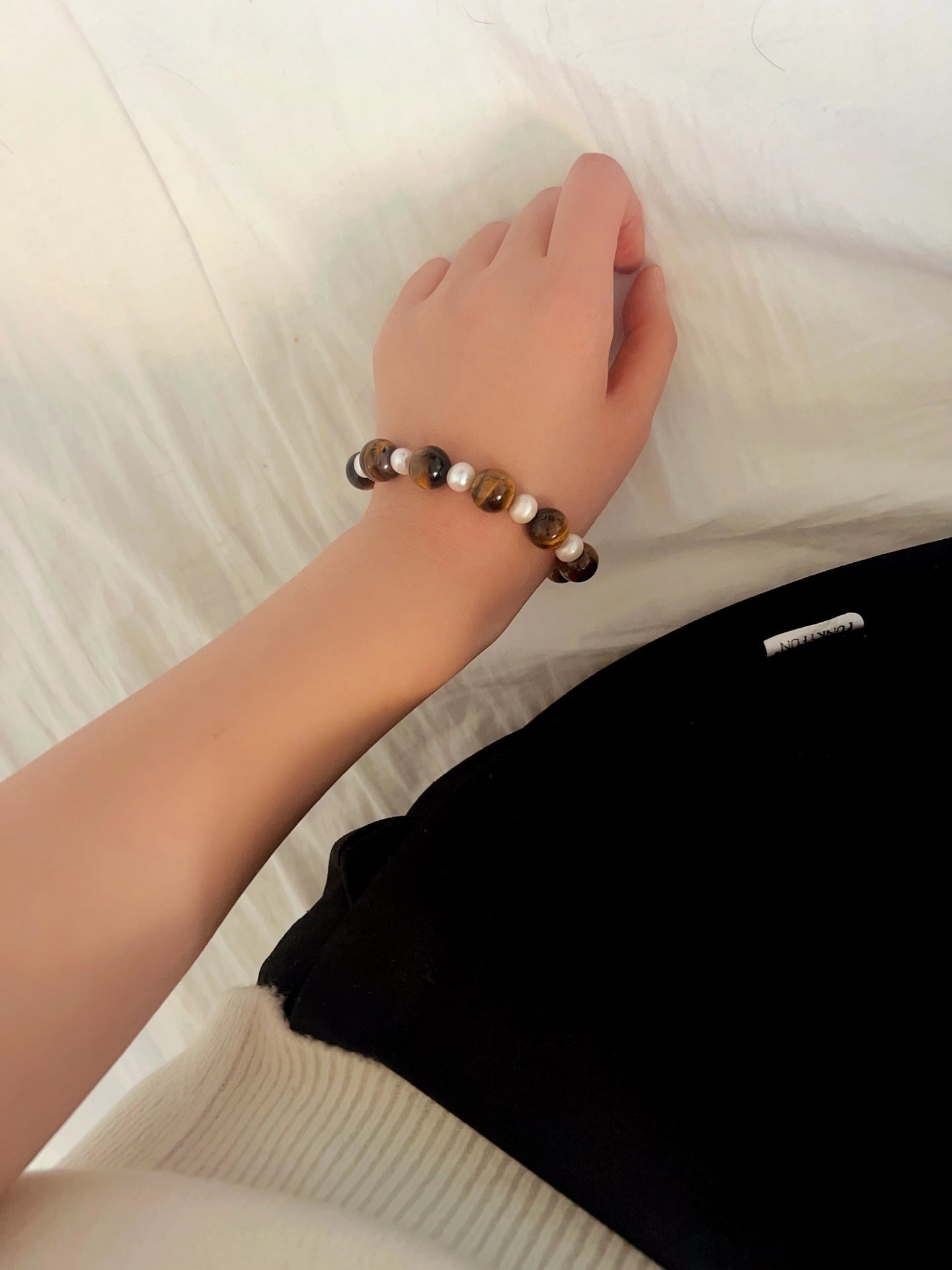 Tiger Eye & Freshwater Pearl Bracelet - floysun