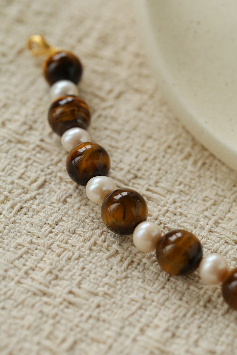Tiger Eye & Freshwater Pearl Bracelet - floysun
