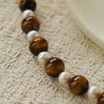 Tiger Eye & Freshwater Pearl Bracelet - floysun