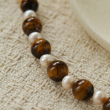 Tiger Eye & Freshwater Pearl Bracelet - floysun
