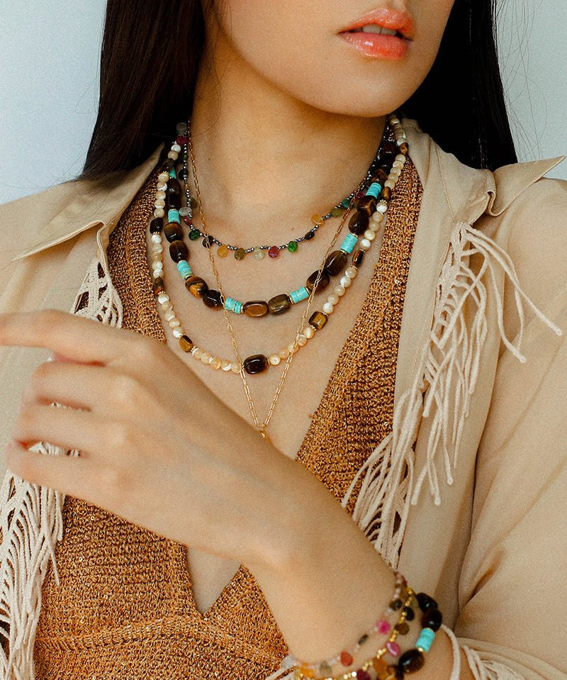 Tiger Eye & Turquoise Layered Bracelet - floysun