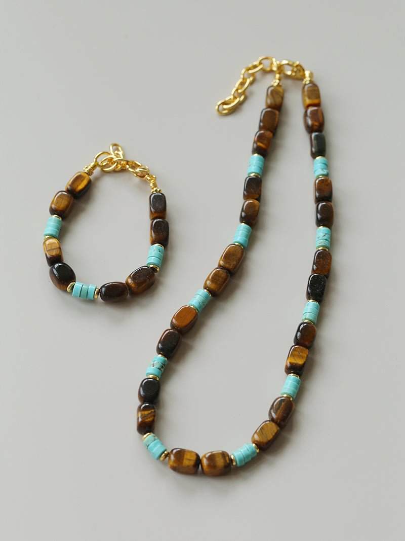 Tiger Eye & Turquoise Layered Bracelet - floysun