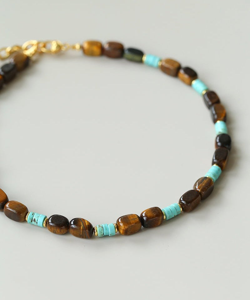 Tiger Eye & Turquoise Layered Necklace - floysun