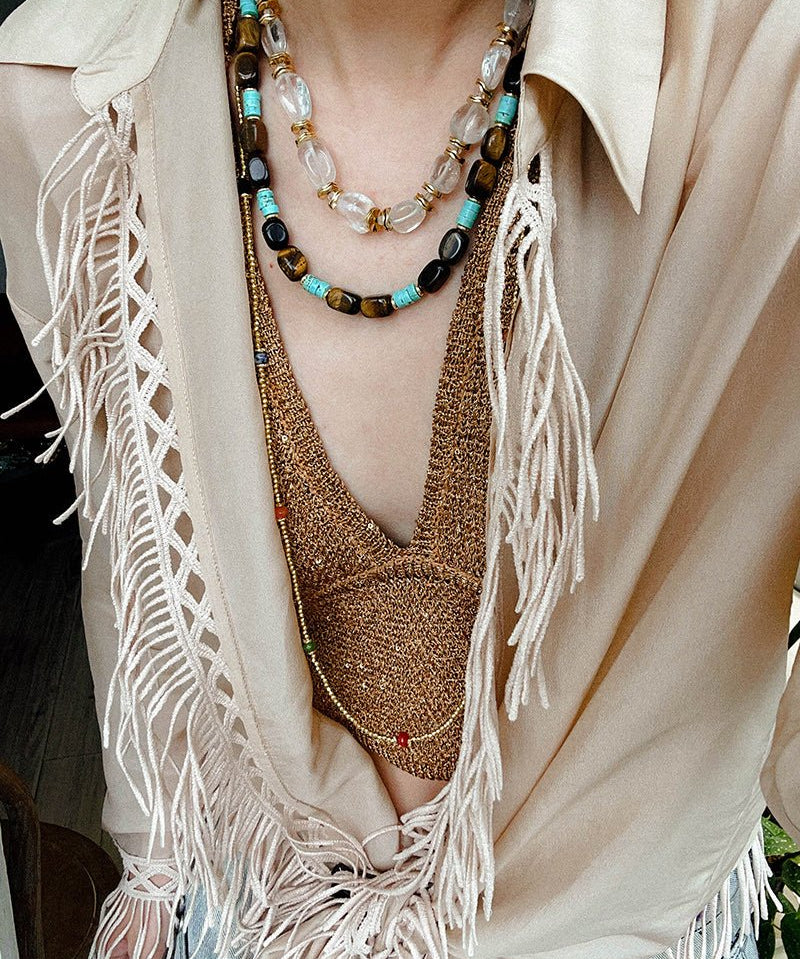 Tiger Eye & Turquoise Layered Necklace - floysun