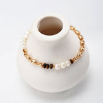 Tiger's Eye and Pearl Splicing Gold-Toned Oval Bracelet - floysun