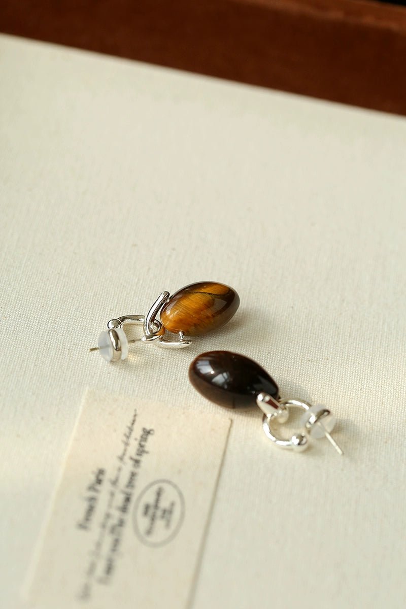 Tiger’s Eye Bead Drop Earrings - floysun
