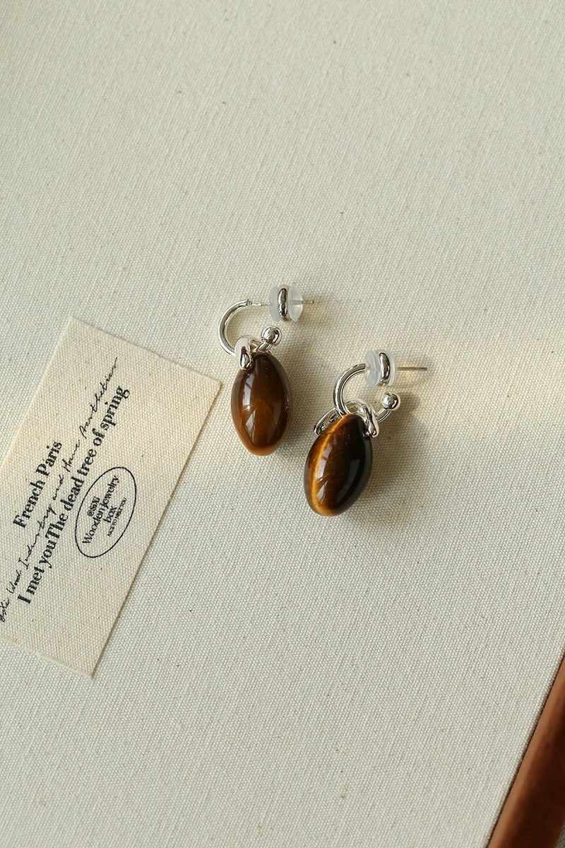 Tiger’s Eye Bead Drop Earrings - floysun