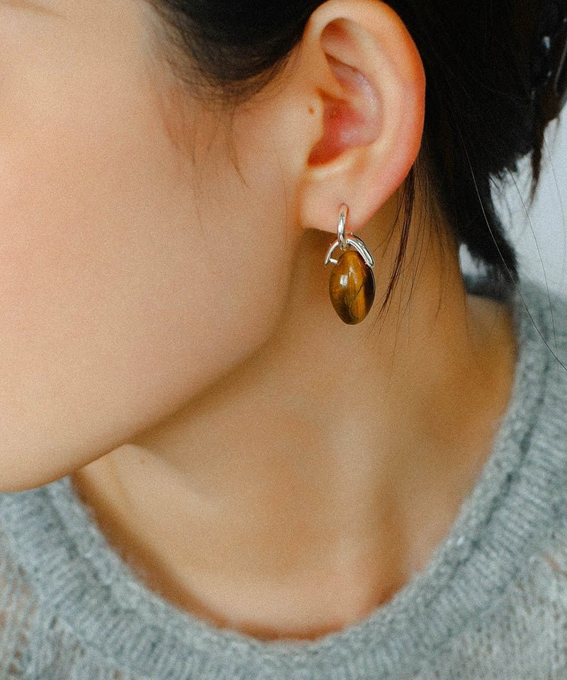 Tiger’s Eye Bead Drop Earrings - floysun
