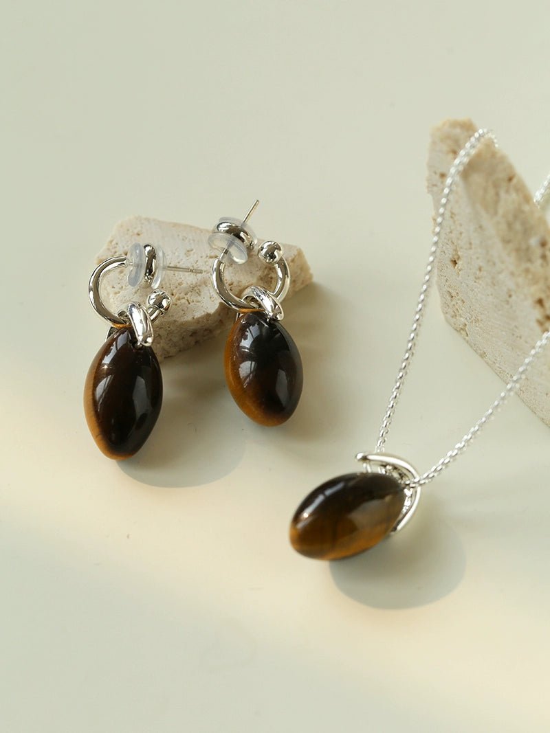 Tiger’s Eye Bead Drop Earrings - floysun