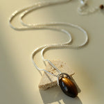 Tiger’s Eye Single Bead Pendant Necklace - floysun