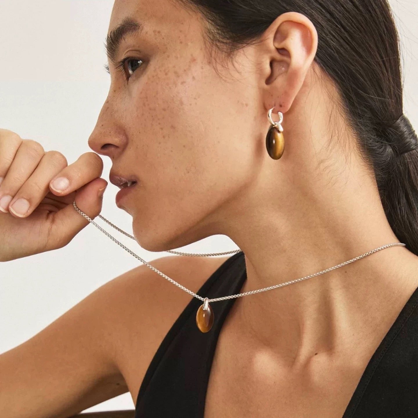 Tiger’s Eye Single Bead Pendant Necklace - floysun