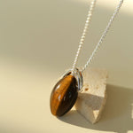 Tiger’s Eye Single Bead Pendant Necklace - floysun