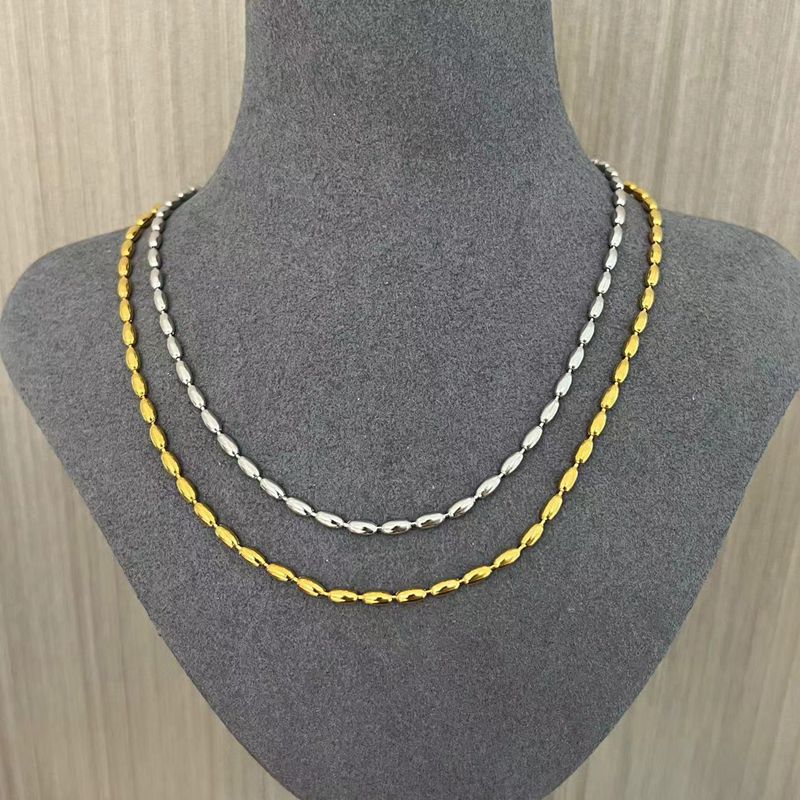 Tiny Silver Beans and Olive Beads Layered Necklace - floysun