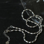 Tiny Silver Beans and Olive Beads Layered Necklace - floysun